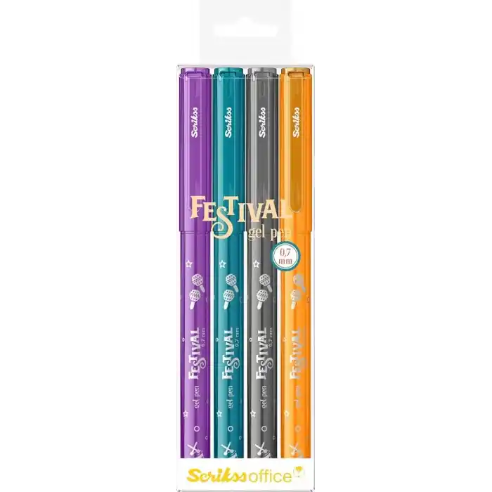 Scrikss Office Festival Jel Kalem 0.7 mm Vivid Renkler 4Lü Blıster - 2