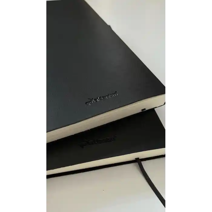 Fark Tanıtım Defter, Çizgisiz Not Defteri, Siyah Termo Deri Kapaklı Çizgisiz Not Defter, 128 Yaprak A5 Planlama Not Defteri, Ofis ve Kırtasiye, Plan, Notebook (14cm x 21 cm)