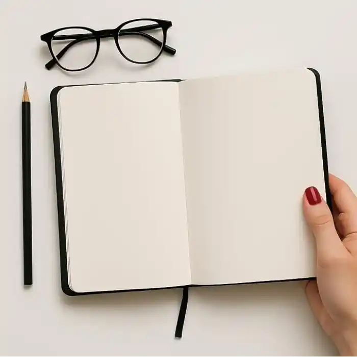Fark Tanıtım Defter, Çizgisiz Not Defteri, Siyah Termo Deri Kapaklı Çizgisiz Not Defter, 128 Yaprak A5 Planlama Not Defteri, Ofis ve Kırtasiye, Plan, Notebook (14cm x 21 cm)