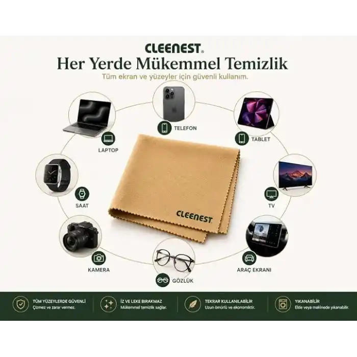 Yüksek Kaliteli Kaşmir İpliğinden Üretilmiş Temizleme Bezi, Mikrofiber Malzeme, Ekranlar, Tabletler, Araba İçi Ekranı, Bilgisayar ve TV Ekranları İçin 200gr/M2 30x30 cm