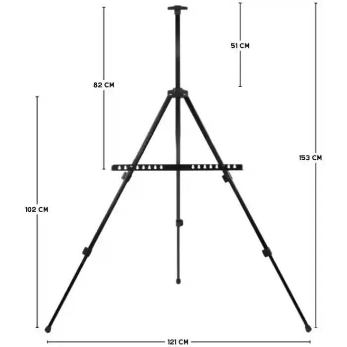 Temel Katlanabilir Metal Tripod Şövale - Ayarlanabilir, Taşıma Çantalı, Siyah