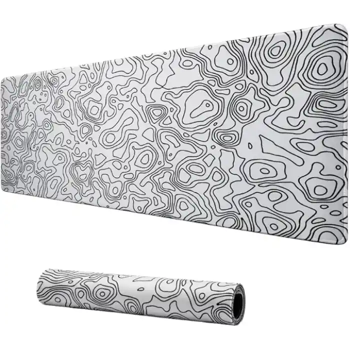 Klasse Pro - 4 Farklı Model Dikişli Kenar 100x50 cm Oyuncu Gaming Mouse Pad (White Map Lines)