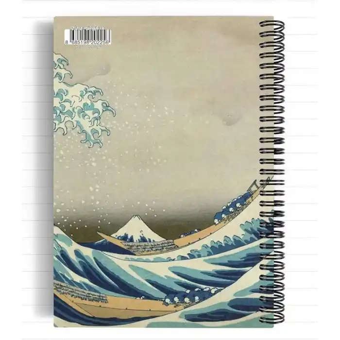 Katsushika Hokusai/The Great Wave off Kanagawa,1829 | Spiralli Defter 25 | A5 | Çizgili | 100 Sayfa | Okul (Düz)
