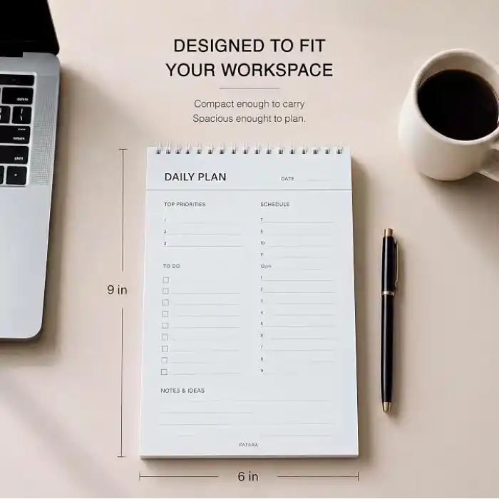 PATARA Daily Planner, Tarihsiz Günlük Ajanda, Masaüstü Planlayıcı, Spiralli