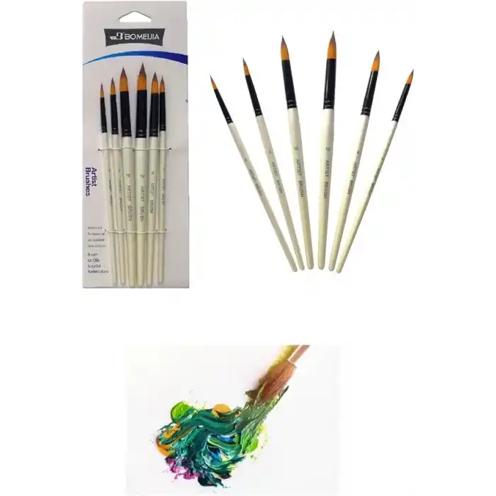 Hannah 6LI Liner Resim Sanat Fırça Seti Akrilik Guaj Yağlı Suluboya