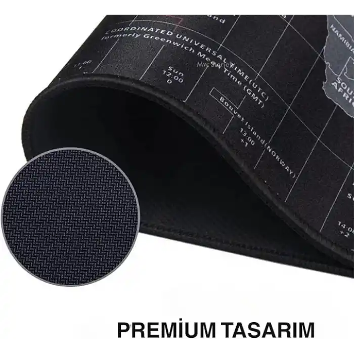 McStorey Dünya Haritası Mouse Pad 60x30 cm, Gaming Masa Pedi 3 mm, Kaymaz Kauçuk Tabanlı Desk Mat, Dikişli Kenar Kumaş Yüzey, Klavye ve Mouse Altlığı, Oyuncu ve Ofis Masası için Siyah