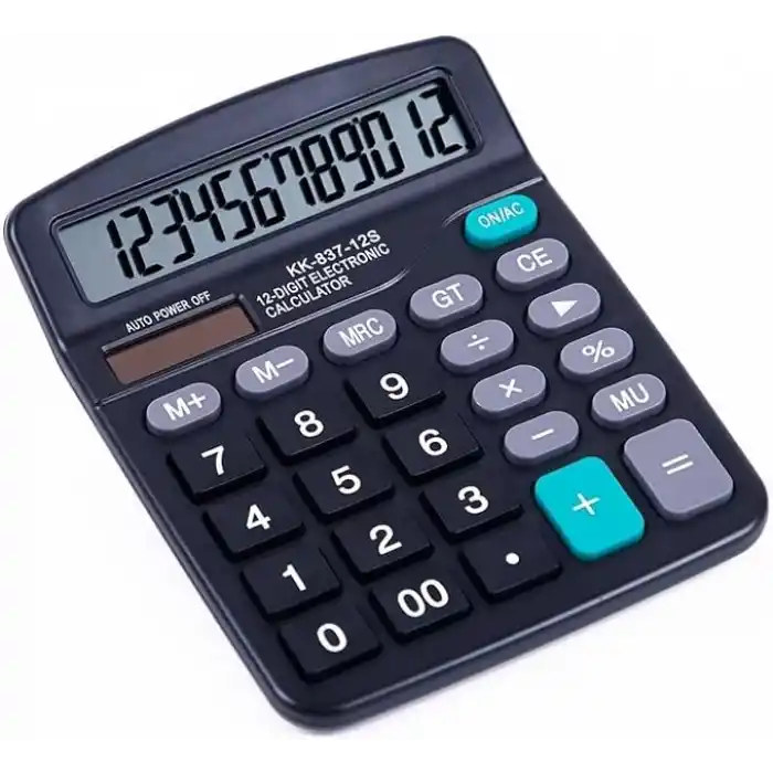 Dexinbst Masaüstü Hesap Makinesi - 12 Haneli Geniş LCD Ekran, Çift Güç Kaynaklı (Güneş Enerjisi + Pil), MU ve GT Fonksiyonlu Büyük Tuşlu Ticari Muhasebe ve Ofis Hesap Makinesi