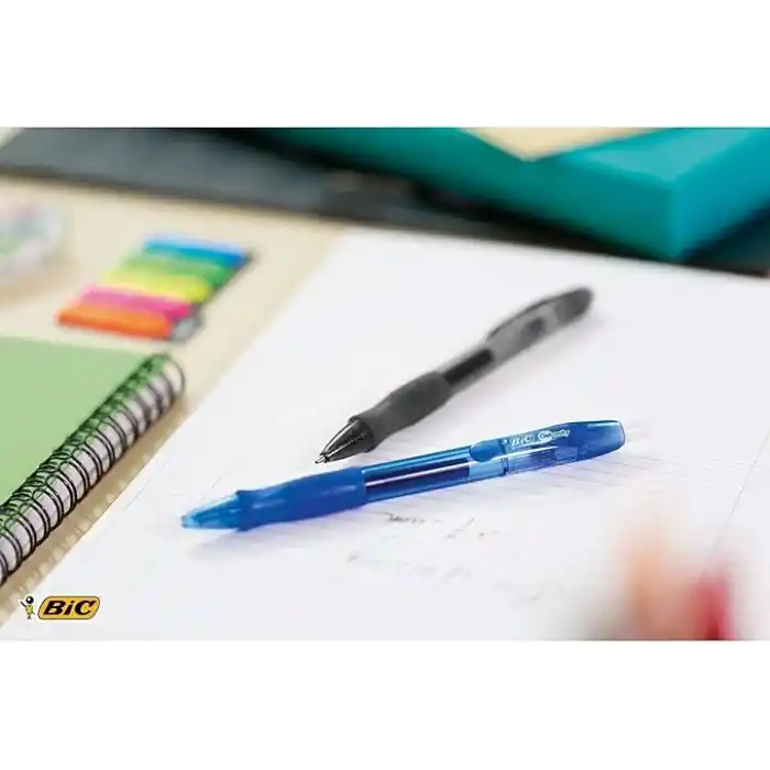 BIC Gel-ocity Orijinal Roller Kalemler, Siyah Jel Kalemler, Çizgi Genişliği Orta, Doldurulabilir, 12li Paket