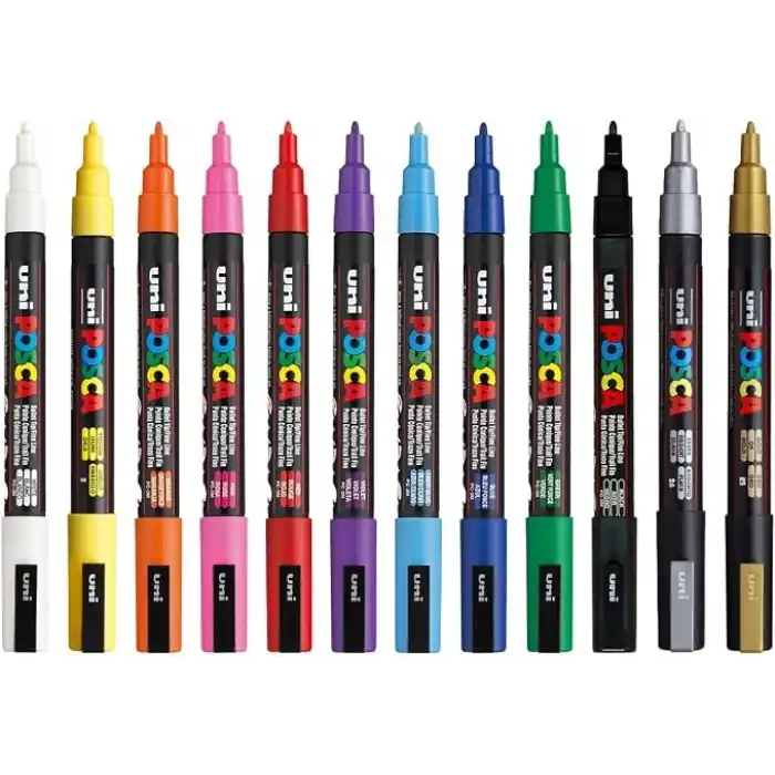 Uni Posca Markör Kalem 3M Set 0.9-1.3 mm Keçe Uçlu (12li Set)