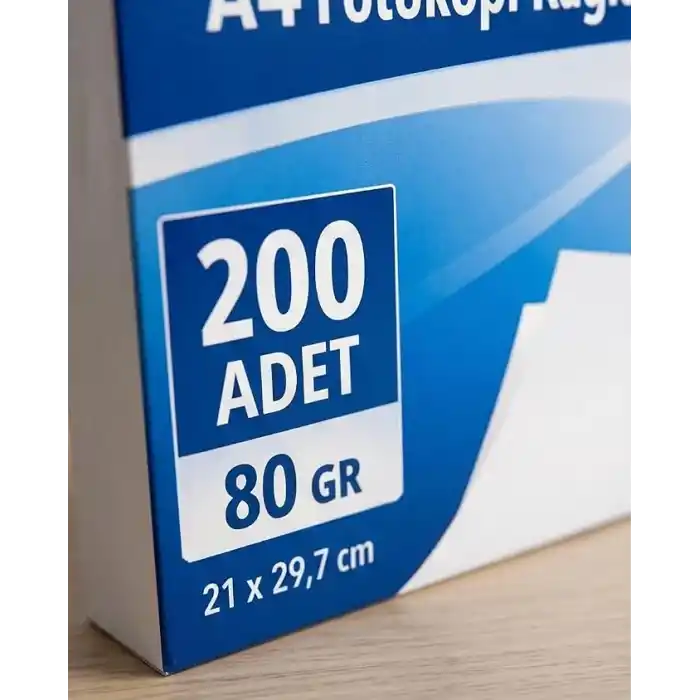 A4 Fotokopi Kağıdı, 21x29,7 cm, 200 Sayfa, Beyaz, Yazıcı ve Fotokopi Uyumlu 80 gram