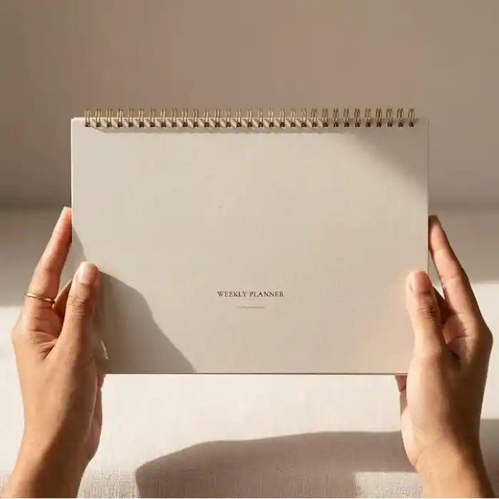 Fark Tanıtım | Paperto. 12 Aylık Spiralli Tarihsiz Haftalık Planlayıcı, A4 (21 × 29,7 cm), 52 Yaprak, 110 gr Ivory Kağıt, Haftalık Plan İngilizce