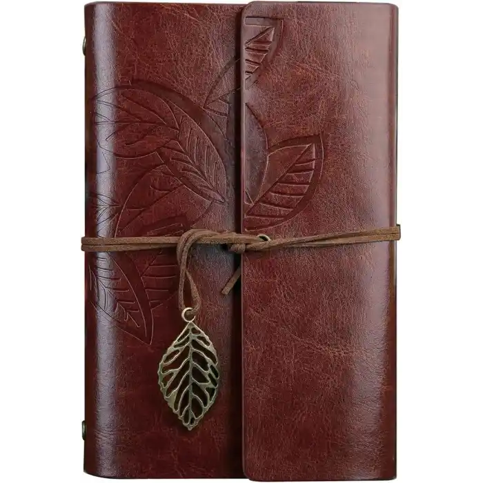 Retro Vintage yapraklı not defteri, klasik PU deri kapak, seyahat defteri, travel journal, günlük, seyahat günlüğü, doldurulabilir eskiz defteri, Sketchbook, 130x185mm
