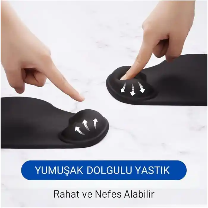 ErgoPad Bilek Destekli Ergonomik Kaymaz Taban Mouse Pad, Masa Pedi Siyah