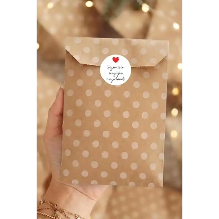 100lü Hediye Paketi Seti, 100 adet Kese Kağıdı (11x20 cm) + 105 adet Sticker
