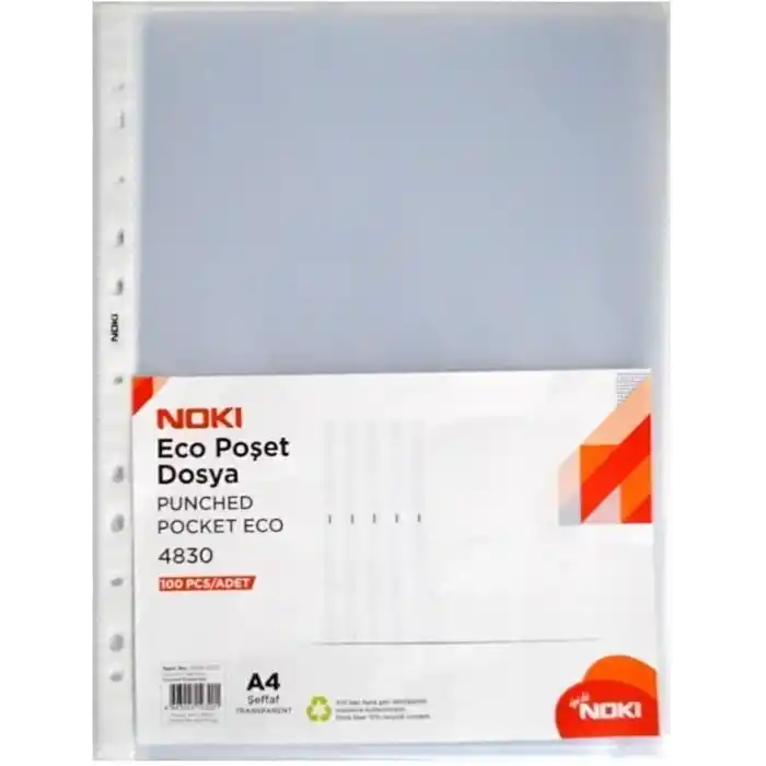 Noki Eco Poşet Dosya A4, 100lü, Şeffaf