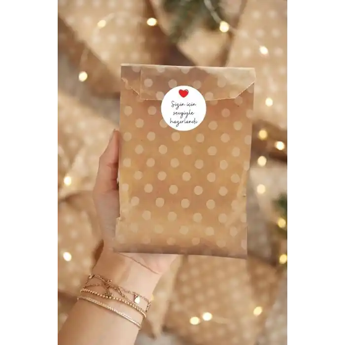 100lü Hediye Paketi Seti, 100 adet Kese Kağıdı (11x20 cm) + 105 adet Sticker