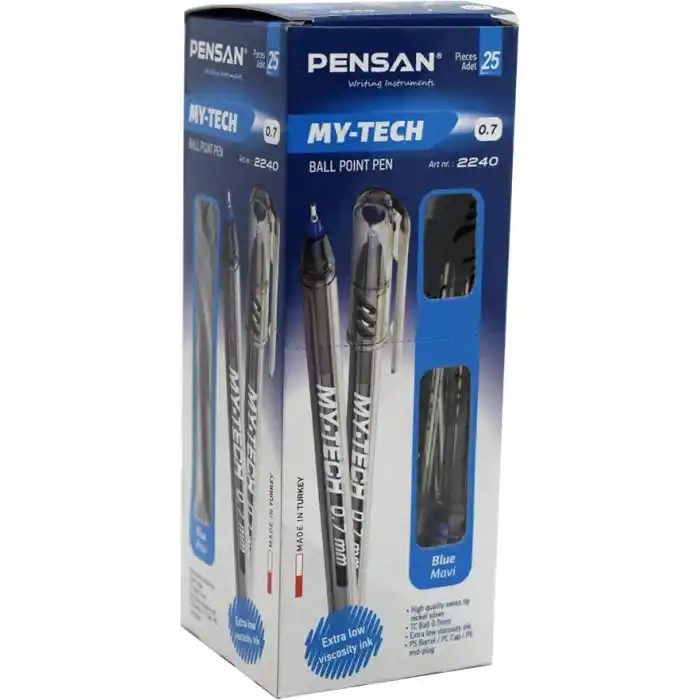 Pensan PE02240TKMA25 0.7 Mm My Tech Tükenmez Kalem 25li Mavi