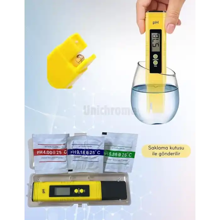 UNİCHROME Dijital Ph Metre Su Sıvı Akvaryum Ph Ölçer Kalibrasyon