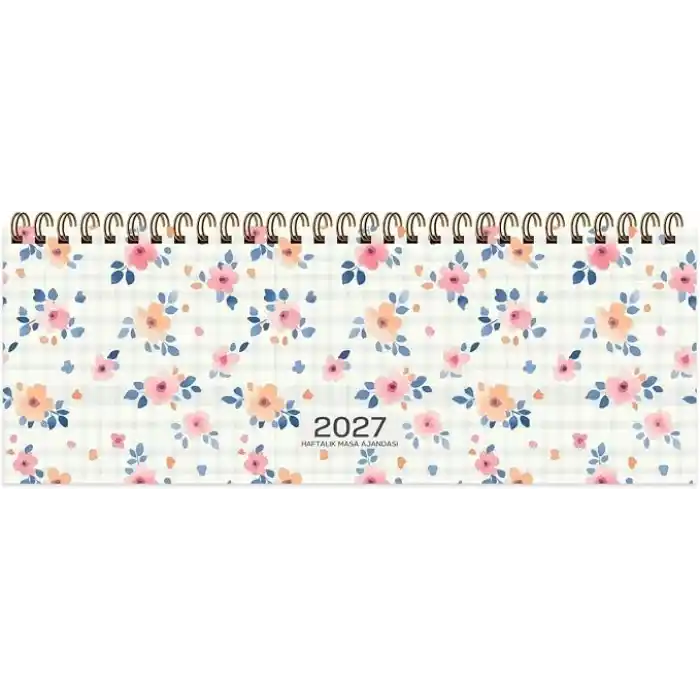 Keskin 2027-AJ-65 12 * 33,5 Spr.Haftalık Masa Ajandası-Çiçek