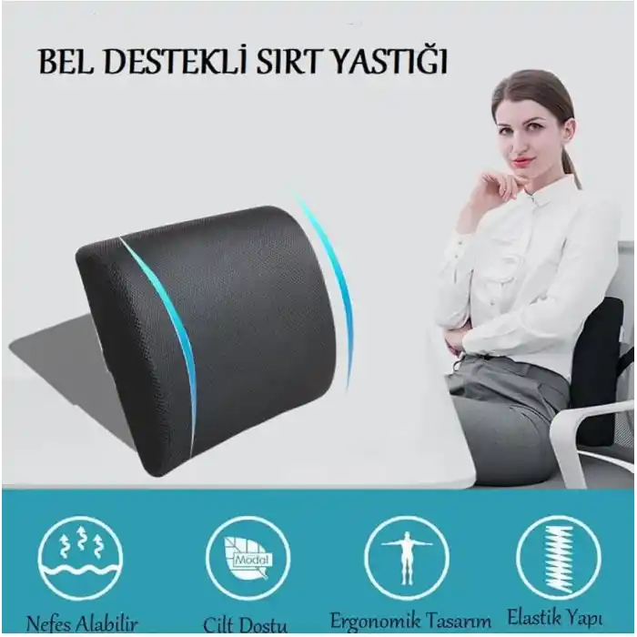 Sogex Visco Ortopedik Sandalye Bel Minderi Sırt Dayama Yastığı Visko Koltuk Bel Desteği
