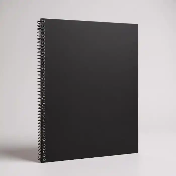 Fark Tanıtım Çizgisiz Spiralli Not Defteri, A4 Boyut (21x29,7 cm), 60 Yaprak, 90gr. Ivory Kağıt, Ofis İçin İdeal (Siyah Kapak)