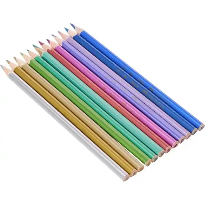 Faber-Castell Üçgen Kuru Boya Kalemi Metalik Renkler 12li