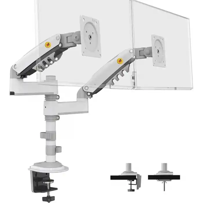 North Bayou Nb H180 17-27 Çift Kol 2-9 kg Amortisörlü Monitör Standı (Beyaz)