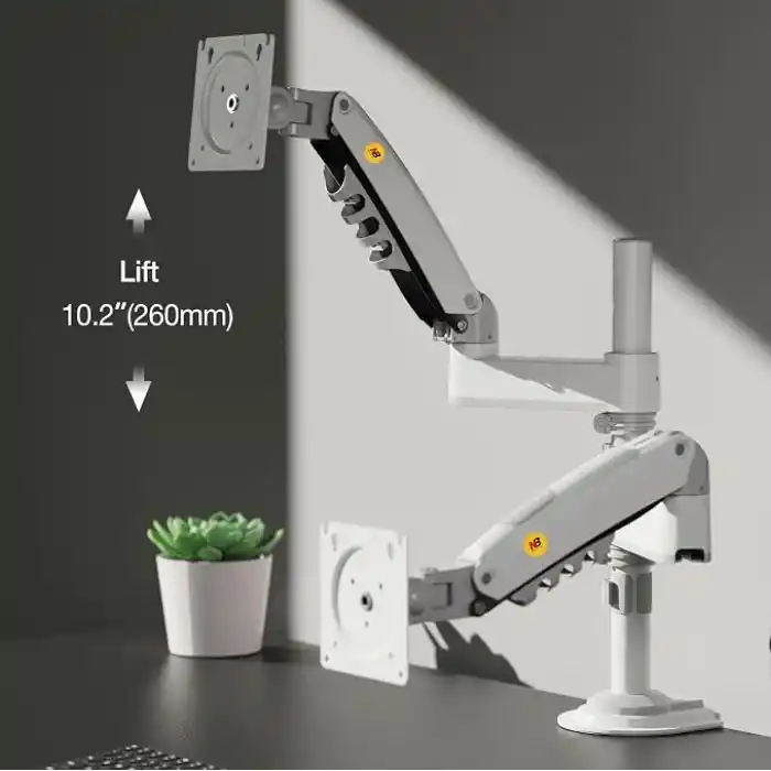 North Bayou Nb H180 17-27 Çift Kol 2-9 kg Amortisörlü Monitör Standı (Beyaz)