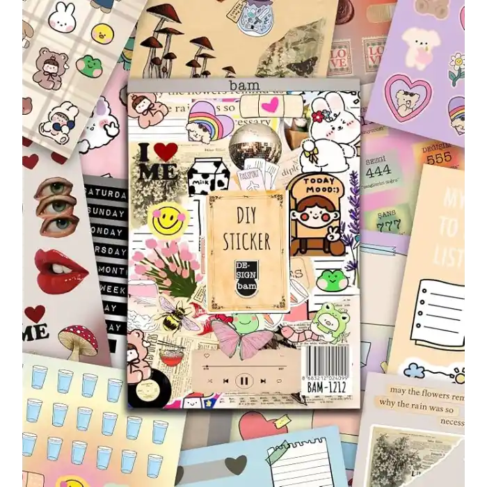 Vintage My DIY Sticker Book 24 * 17 cm 16 Sayfa Özel Tasarım Rengarenk Sticker Kitabı