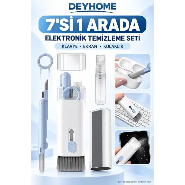 7si 1 Arada Elektronik Temizleyici Kiti, Fırçalı Klavye Temizleyici Kiti, Airpods Pro için 3ü 1 Arada Temizleme Kalemi, Kulaklık, Klavye, Dizüstü Bilgisayar, Telefon, PC Monitörü için