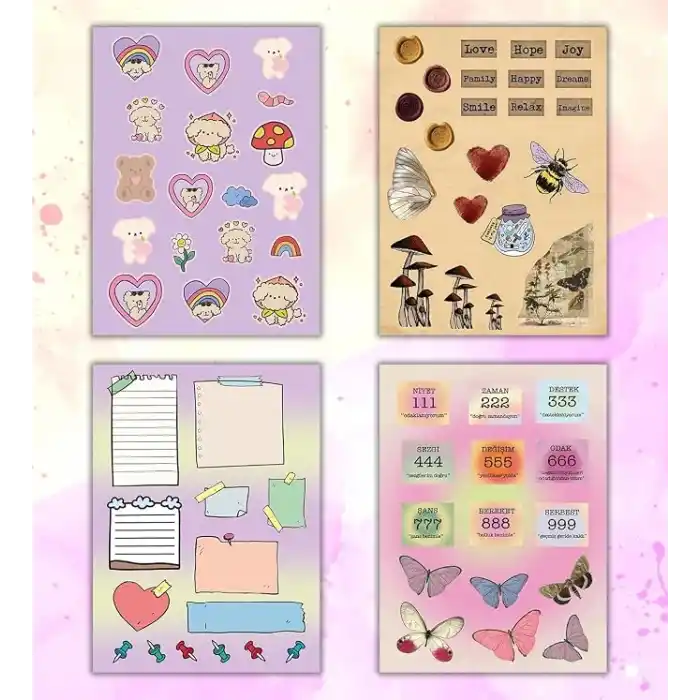Vintage My DIY Sticker Book 24 * 17 cm 16 Sayfa Özel Tasarım Rengarenk Sticker Kitabı
