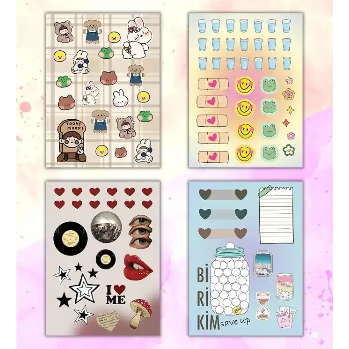 Vintage My DIY Sticker Book 24 * 17 cm 16 Sayfa Özel Tasarım Rengarenk Sticker Kitabı