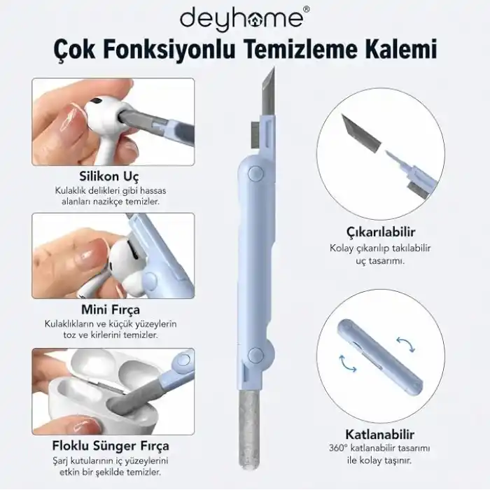 7si 1 Arada Elektronik Temizleyici Kiti, Fırçalı Klavye Temizleyici Kiti, Airpods Pro için 3ü 1 Arada Temizleme Kalemi, Kulaklık, Klavye, Dizüstü Bilgisayar, Telefon, PC Monitörü için
