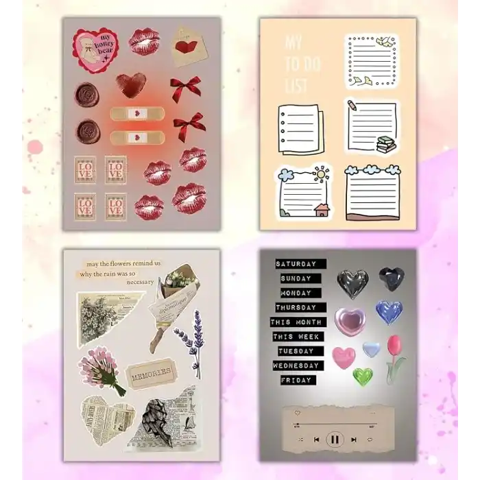 Vintage My DIY Sticker Book 24 * 17 cm 16 Sayfa Özel Tasarım Rengarenk Sticker Kitabı