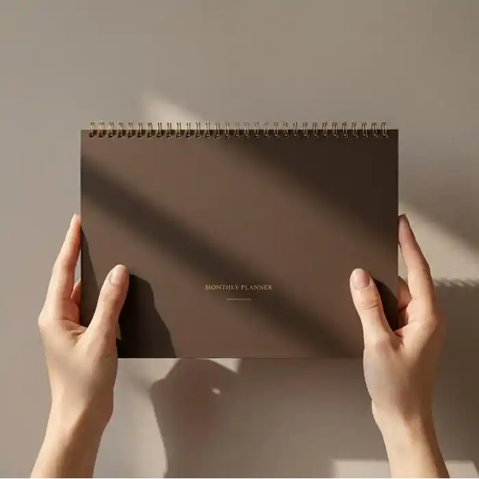 Fark Tanıtım | Paperto. Spiralli Tarihsiz Aylık Planlayıcı, A4 (21 × 29,7 cm), 24 Yaprak, 110 gr Ivory Kağıt, Aylık Plan İngilizce