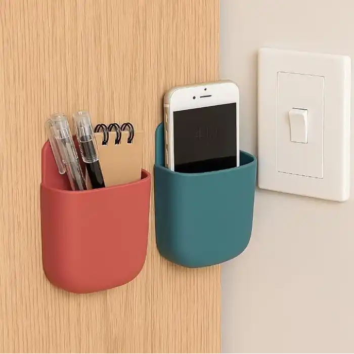 2li Yapışkanlı Masa Kenarı Organizer Cep – Kalem, Defter, Telefon Düzenleyici Saklama Kutusu | Masaya Zarar Vermeyen, Delmeden Uygulanan Pratik Organizer