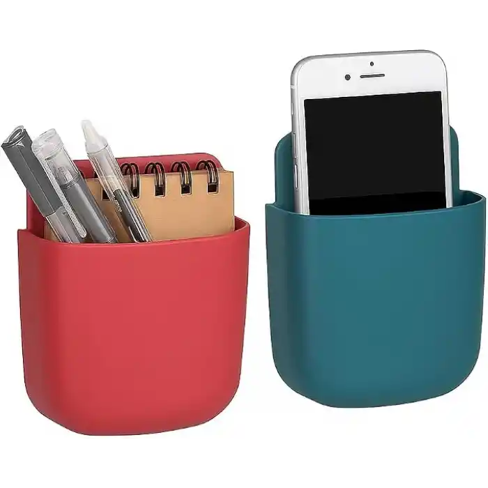 2li Yapışkanlı Masa Kenarı Organizer Cep – Kalem, Defter, Telefon Düzenleyici Saklama Kutusu | Masaya Zarar Vermeyen, Delmeden Uygulanan Pratik Organizer