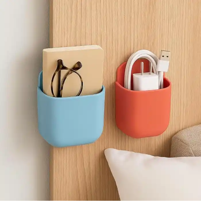 2li Yapışkanlı Masa Kenarı Organizer Cep – Kalem, Defter, Telefon Düzenleyici Saklama Kutusu | Masaya Zarar Vermeyen, Delmeden Uygulanan Pratik Organizer