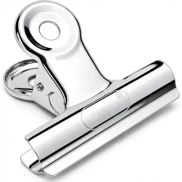 Coverzone Metal Kıskaç Klips 64mm 12 Adet Paslanmaz Çelik Büyük Kağıt Klipsi, Evrak Fotoğraf Not Tutucu Çok Amaçlı Ofis Kırtasiye Klipsi Yaylı Kıskaç CZ-11