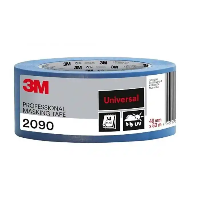3M Hand-Masker 2090 profesyonel boya bandı, pürüzsüz yüzeyler için, UV ışınlarına dayanıklı, iç ve dış mekan, 48 mm x 50 m