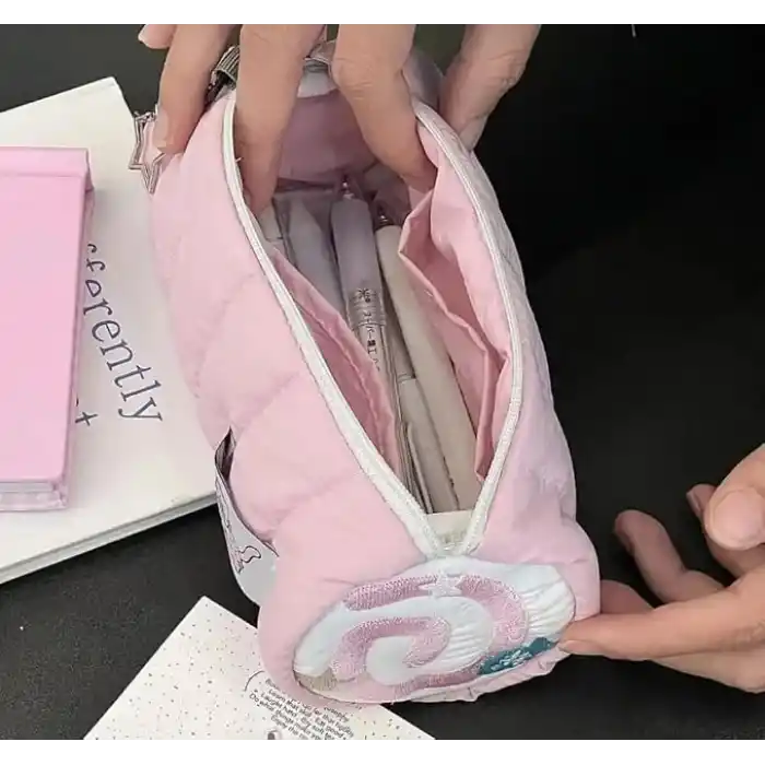 Fufu Narutomaki Y2K Rulo Pembe Kalemlik Pembe Kırtasiye Makyaj Düzenleyici Çanta Kalem Kutusu