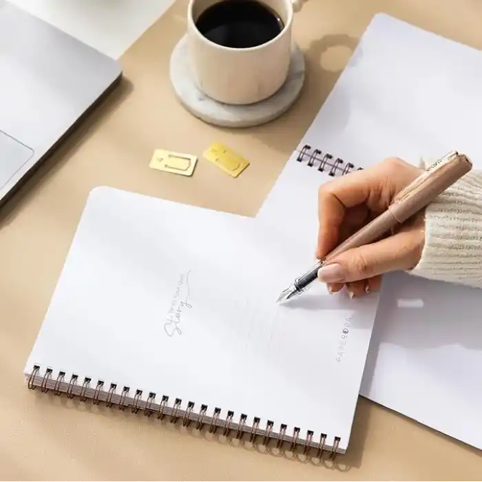PAPERORA A5 Spiralli Karton Kapak 2’li Set Düz Çizgisiz Okul Defteri 80 yaprak, Ders Programlı Kiraz