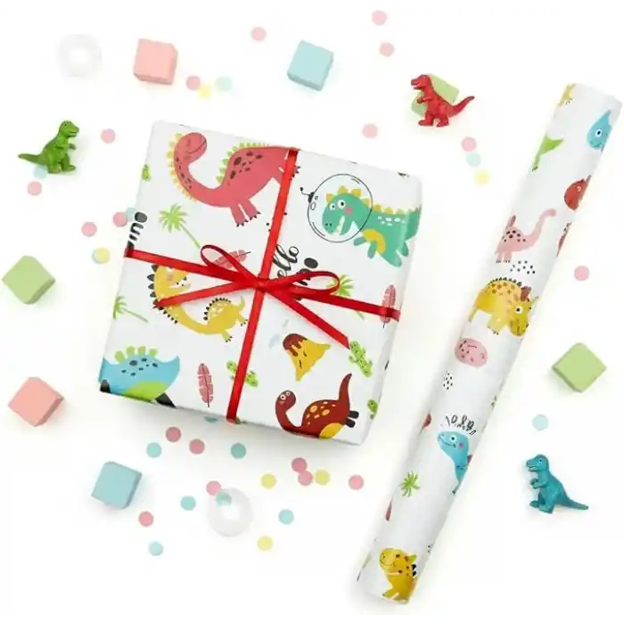 70x100 CM Çocuklara Özel Premium Hediye Paketleme Kağıdı 2li Set | Özel Silindir Kutu ile Rulo Gönderim | M2
