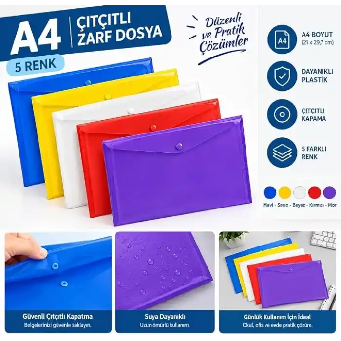 hi7 A4 Çıtçıtlı Zarf Dosya