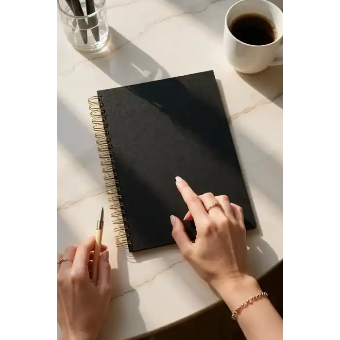 Fark Tanıtım Kareli Spiralli Not Defteri, A4 Boyut (21x29,7 cm), 120 Yaprak (240 Sayfa), 90gr. Ivory Kağıt, Ofis İçin İdeal (Siyah)