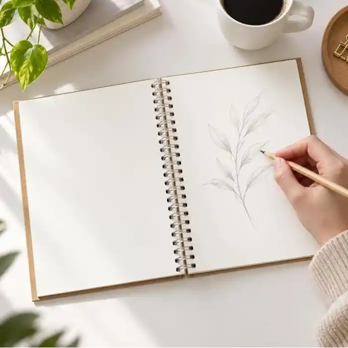 Kraft Kapaklı Spiralli Çizgisiz Defter, 24x16,5 cm, 100 Yaprak