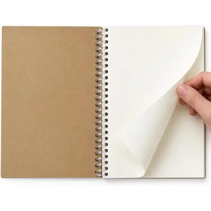 Kraft Kapaklı Spiralli Çizgisiz Defter, 24x16,5 cm, 100 Yaprak