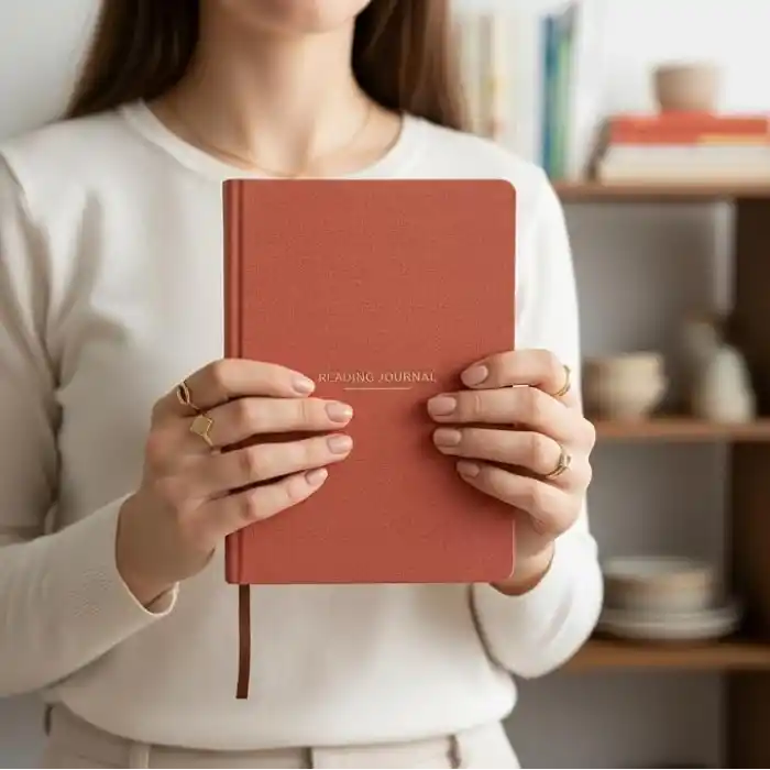 Fark Tanıtım Okuma Günlüğü – A5 Sert Kapa­klı “Reading Journal, 100 Kitap İncelemesi, Günlük Okuma Takibi (Kiremit)