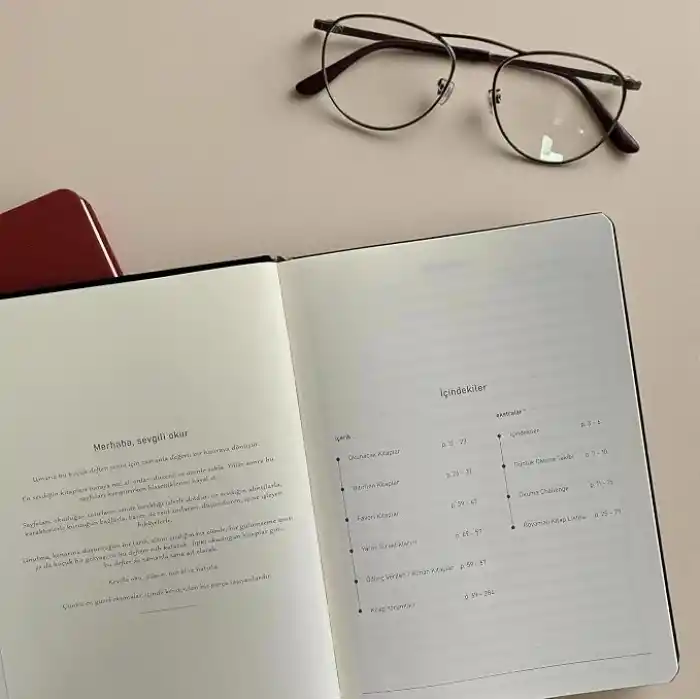Fark Tanıtım Okuma Günlüğü – A5 Sert Kapa­klı “Reading Journal, 100 Kitap İncelemesi, Günlük Okuma Takibi (Kiremit)