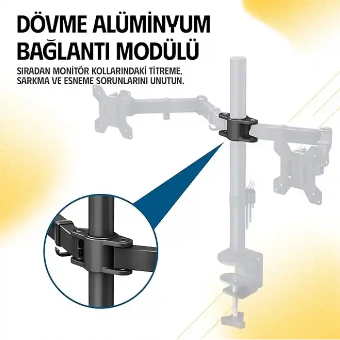 Ergoflex EF52 Steel Design 2-8 kg Çift Kol 13-27 Asansörlü Monitör Standı
